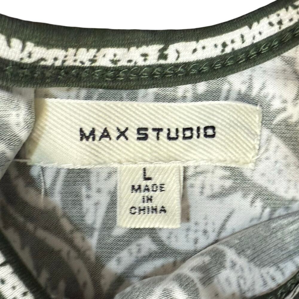 Max Studio Green White Floral Wide Leg Elastic Waist Sleeveless Jumpsuit Size L - Picture 3 of 11